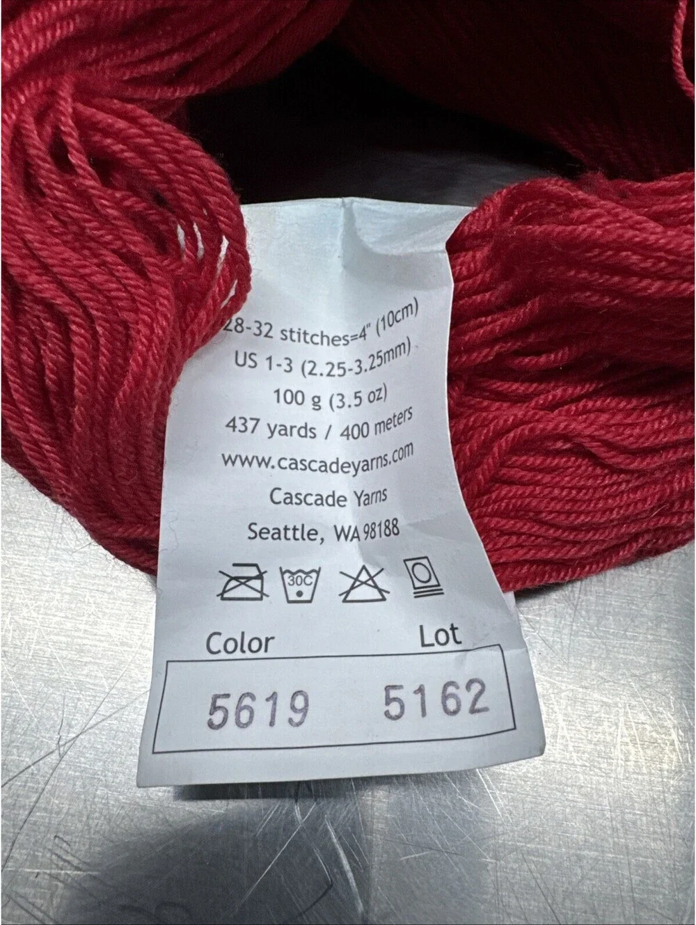 Cascade Yarns Heritage Silk Yarn Color 5619 & 5626 Blue and Red 6 Skein Lot